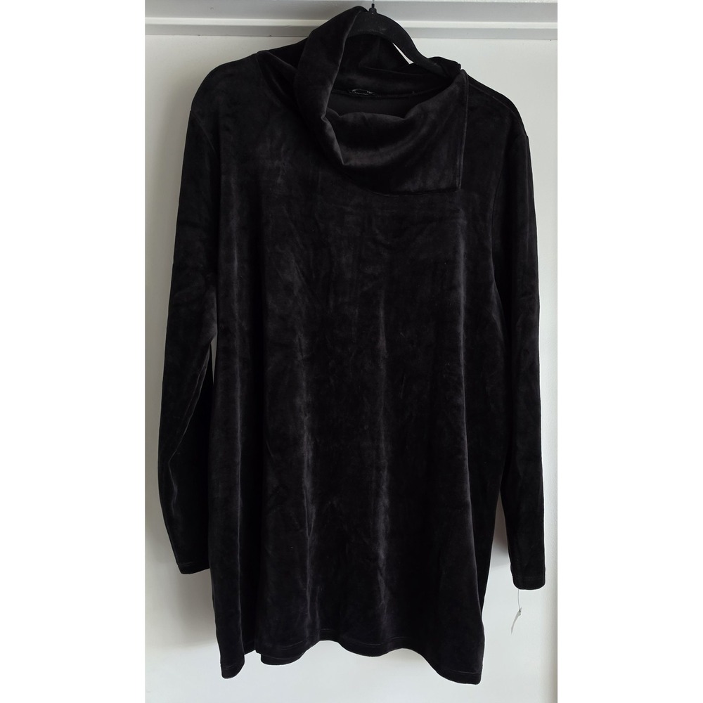 Talbots Tunic 2X Black Cowl Neck Long Sleeve Blouse Top Plus Size Shirt